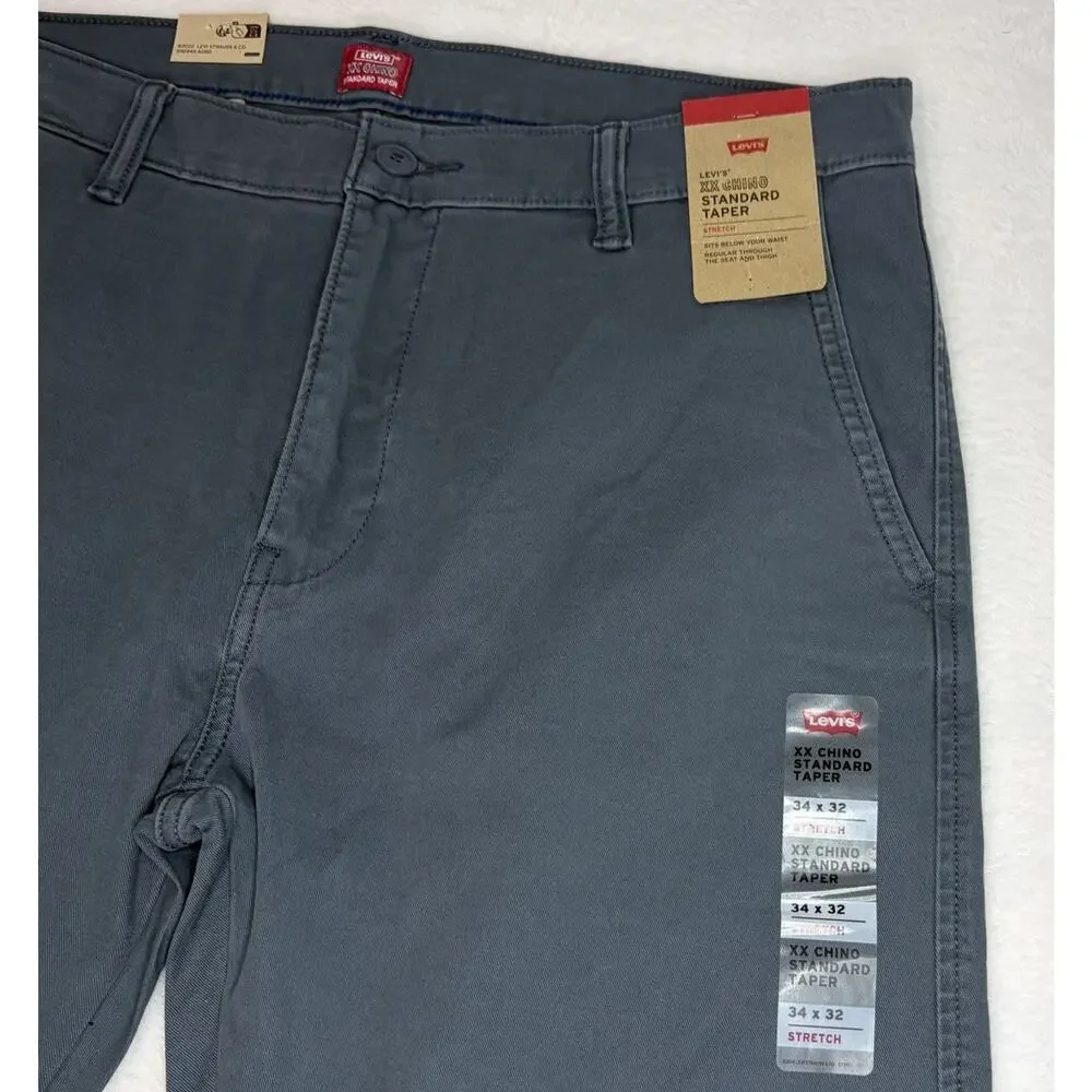Levi's XX Chino Standard Tech Pants Mens 34x32 Grey Tapered High Stretch NWT